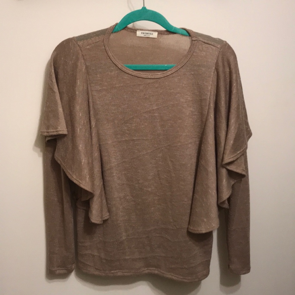 Flutter sleeve lightweight sweater
